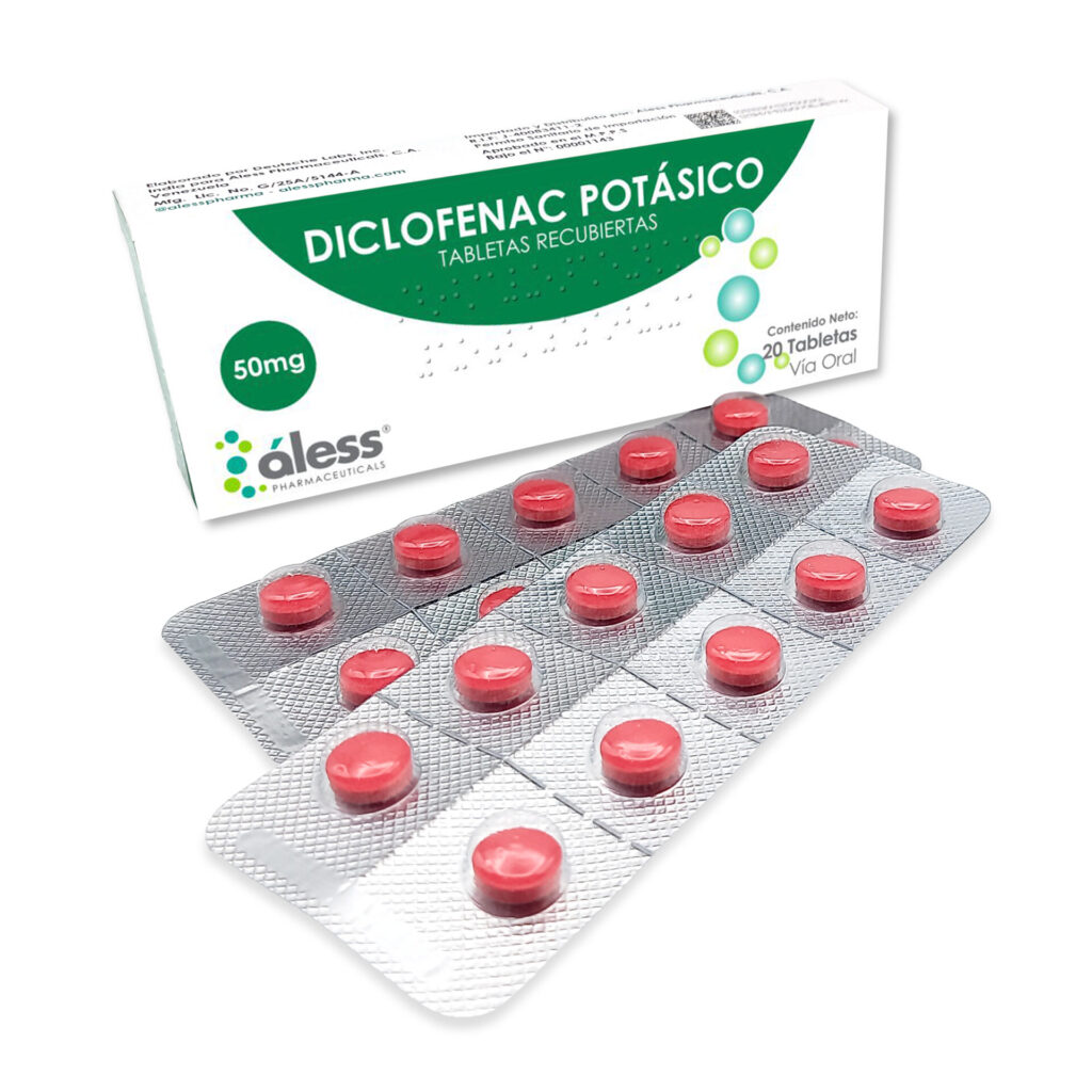 Diclofenac Pot Sico 50mg Alesspharma   2da.Diclofenac Potasico 50mg X 20 Tabletas 1024x1024 