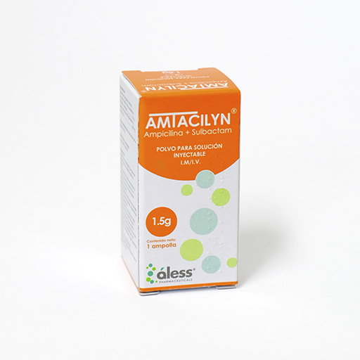 Amtacilyn (Ampicilina + Sulbactam) 1g – 0,5g polvo para solución inyectable X 1 IV/IM