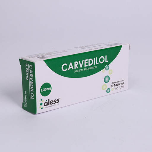 Carvedilol 6,25mg tabletas recubiertas x 30
