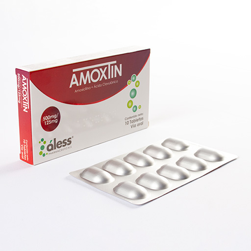 Amoxtin (Amoxicilina- + Ácido Clavulánico) 500 mg + 125 mg TABLETAS X 10