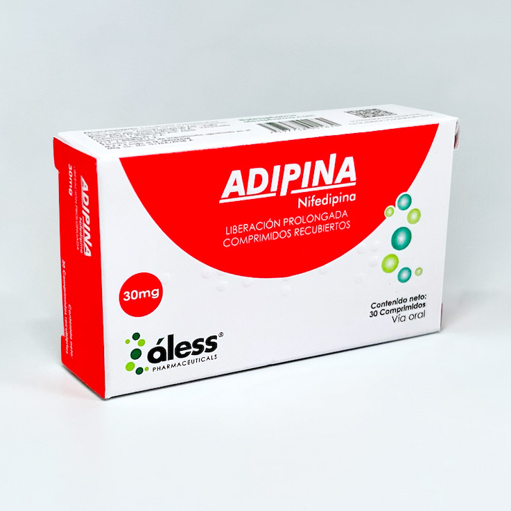 Adipina (Nifedipina) 30mg x 30 comprimidos recubiertos