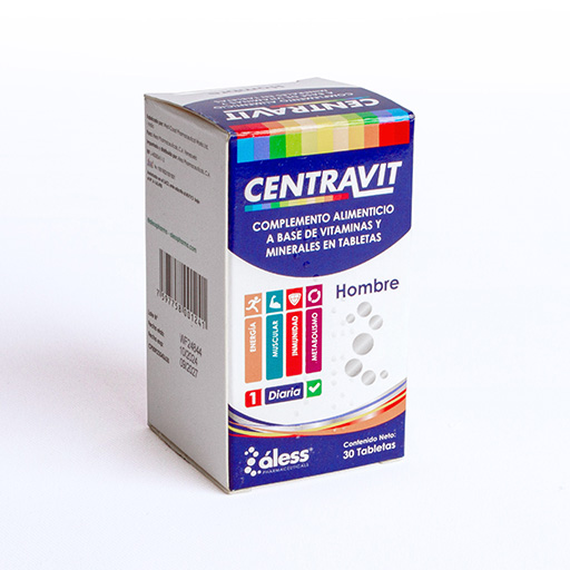 CENTRAVIT COMPLEMENTO ALIMENTICIO A BASE DE VITAMINAS Y MINERALES EN TABLETAS HOMBRE X 30
